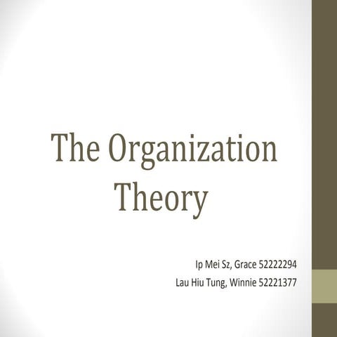 Week 8 - Organization Theory