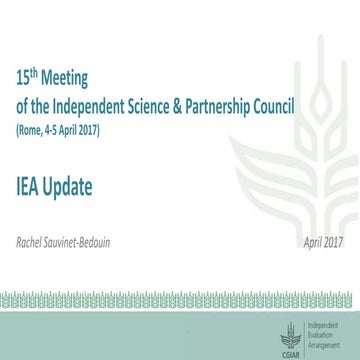 IEA Update for ISPC 15th Meeting Rachel Sauvinet-Bedouin