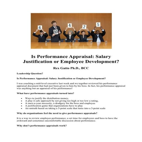 Is Performance Appraisal: Salary Justification or Employee Development ...