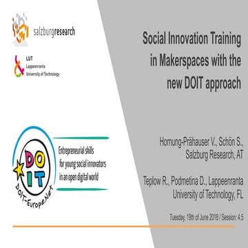 Hornung-Prähauser et al. : Social Innovation Training in Makerspaces with the...