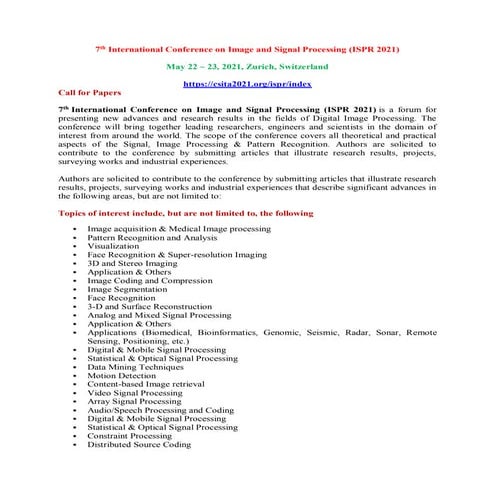 Paper Submission - 7th International Conference on Image and Signal Processin...