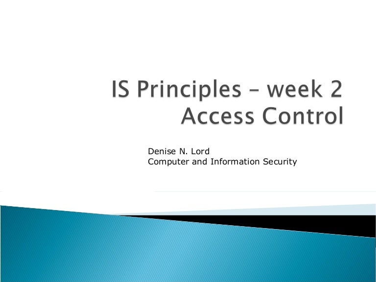 Information Security Principles Access Control