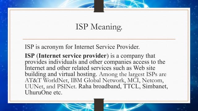 Isp, the things to know.