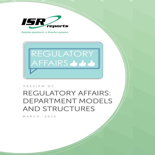Regulatory Affairs: Department Models and Structures
