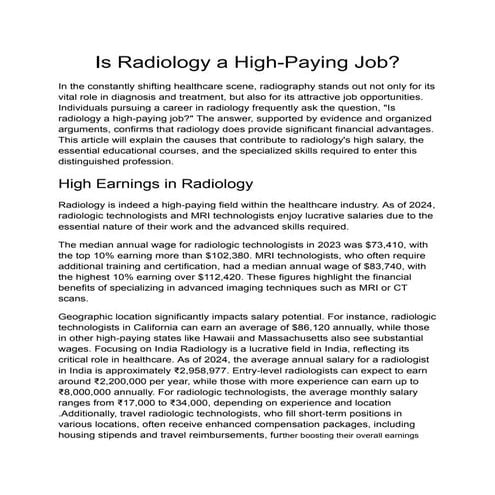 Is Radiology a High-Paying Job? check now | PDF