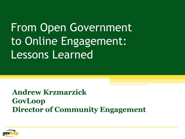 Status of Open Government and Transparency
