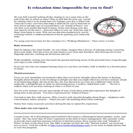 Is relaxation time impossible for you to find?