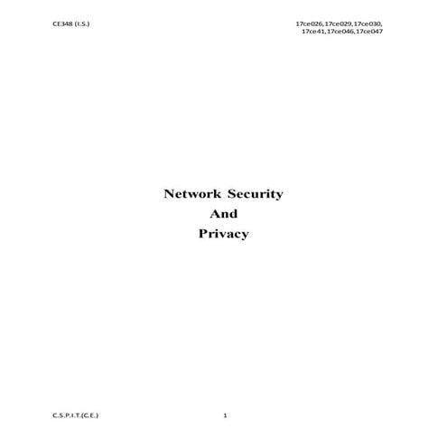 Report on Network Security And Privacy