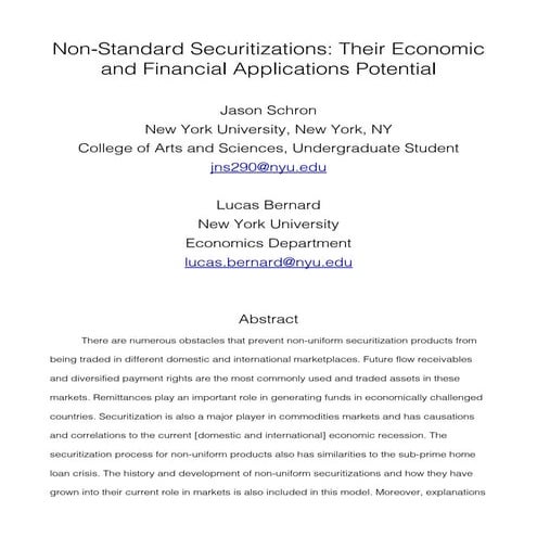 NYU, Economics: Research Paper