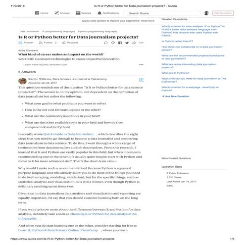 Is r or python better for data journalism projects hari sandeep reddy | PDF