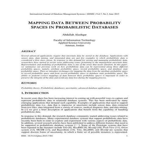 MAPPING DATA BETWEEN PROBABILITY SPACES IN PROBABILISTIC DATABASES