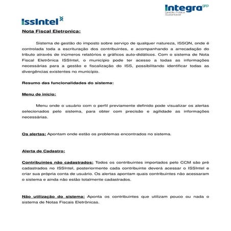 ISSIntel - software de nota fiscal eletronica | PDF