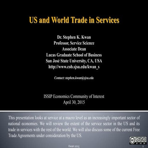 US and World Trade in Services - ISSIP Economics Community of Interest - 4/30/15