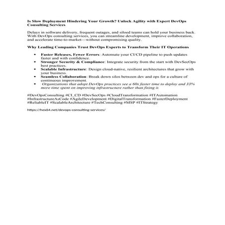 Is Slow Deployment Hindering Your Growth? Unlock Agility with Expert DevOps C...