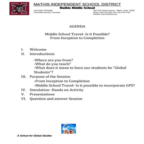 Middle School Travel from Inception to Completion