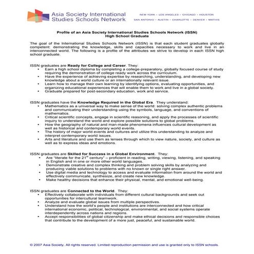 ISSN graduate profile