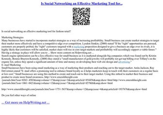 Is Social Networking An Effective Marketing Tool For...