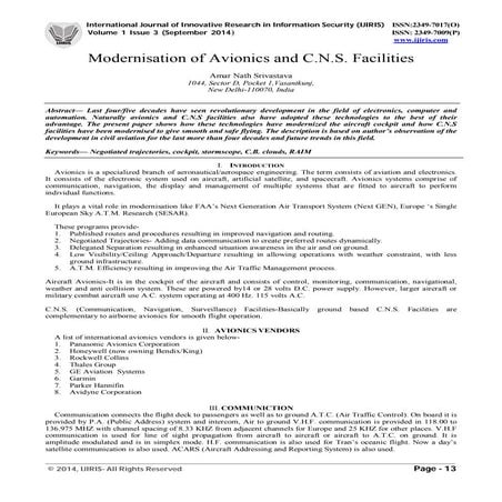 Modernisation of Avionics and C.N.S. Facilities