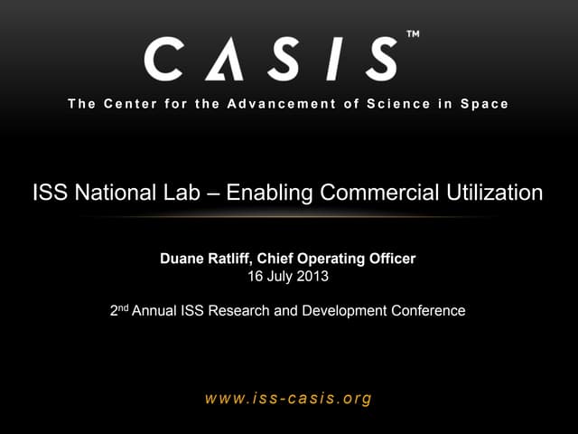 ISS National Lab Opportunities for Research and Technology Development – Enab...