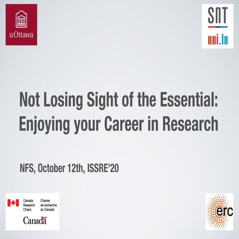 Not Losing Sight of the Essential: Enjoying your Career in Research