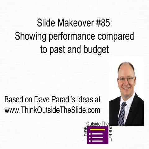 Slide Makeover #85:Showing performance compared to past and budget