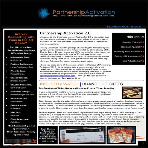 Partnership Activation 2.0 Newsletter - December 2008