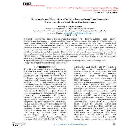 Synthesis and Reaction of tris(p-fluorophenyl)antimony(v)  Dicarboxylates and...