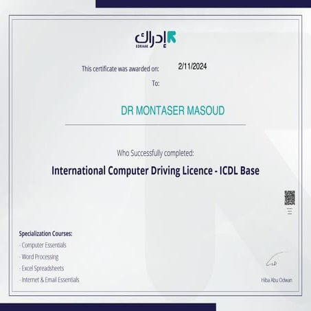 Chef Montaser Masoud /Chef Montaser Masoud Certificate