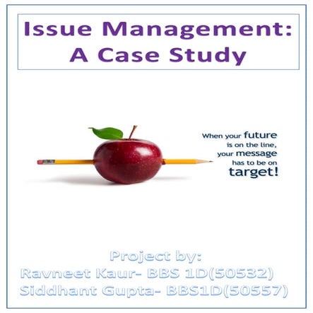 Issue Management- Public Relations