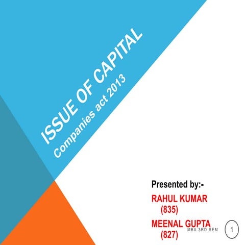 Issue of capital