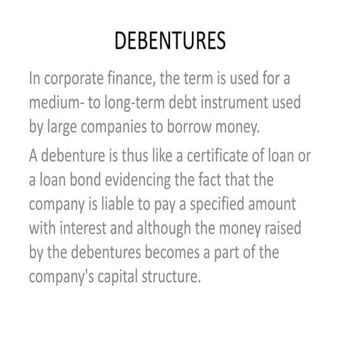 Issue of debentures
