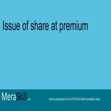 Issue of share at premium