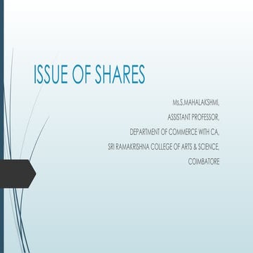 ISSUE OF SHARES at par,at premium,at Discount,Forfeiture and Reissue