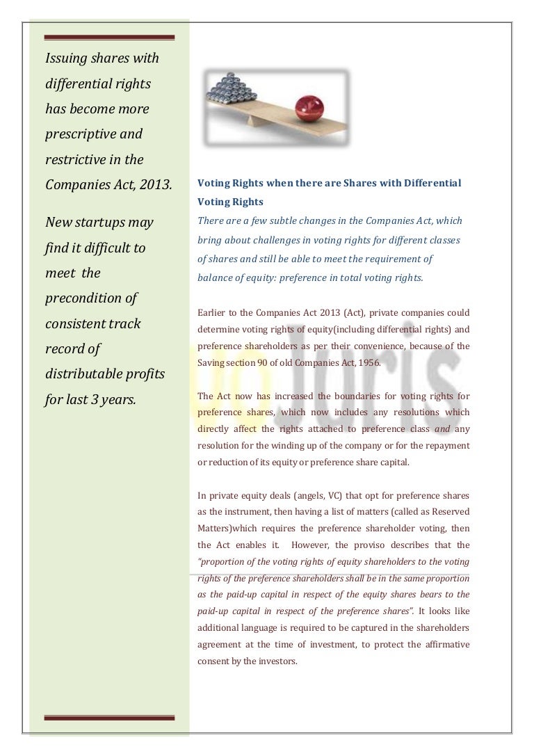 Issuing of Shares with Differential Rights