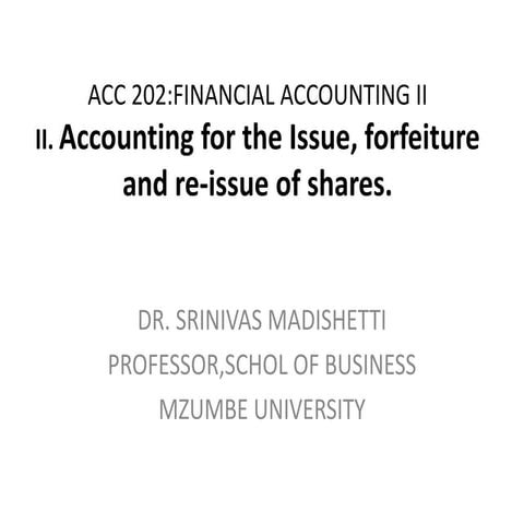 Issue of shares :corporate accounting