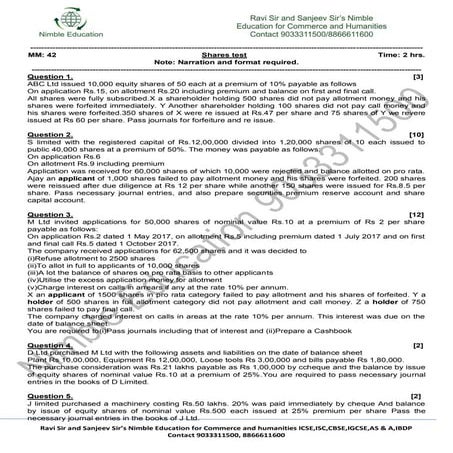 Pro Rata Allotment Problems with Solutions | PPTX