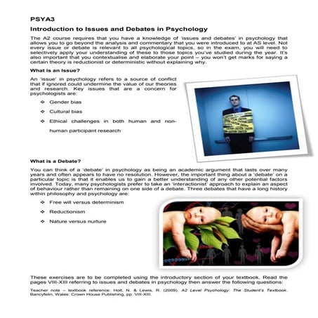 Issues and debate  unit 3