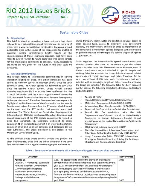 Issues Brief - Sustainable Cities