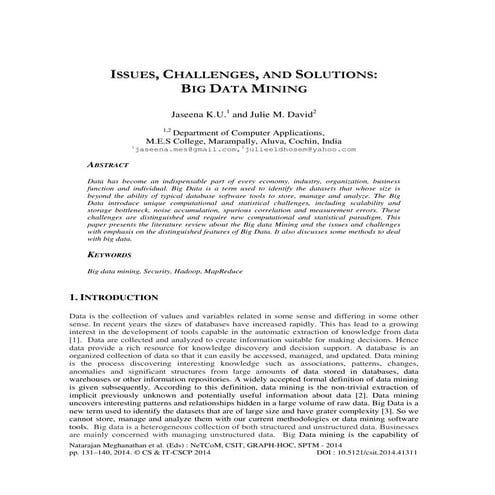 Issues, challenges, and solutions