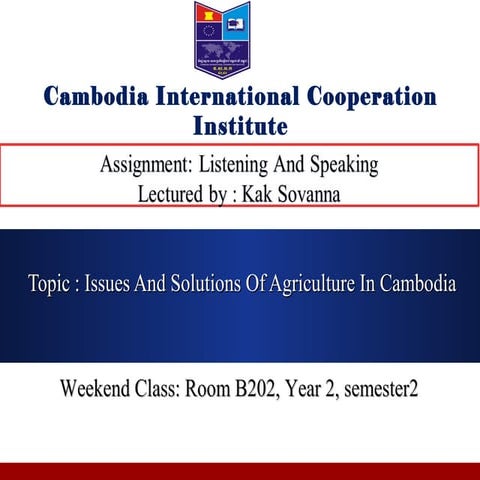 Issues in agriculture in cambodia