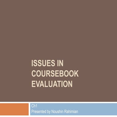 Issues in coursebook ch 1