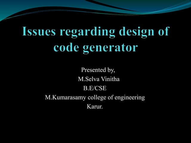 Issues in design_of_code_generator