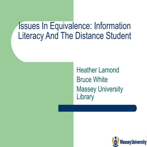 Issues in equivalence
