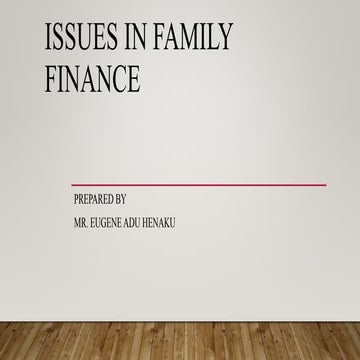 Issues in family finance