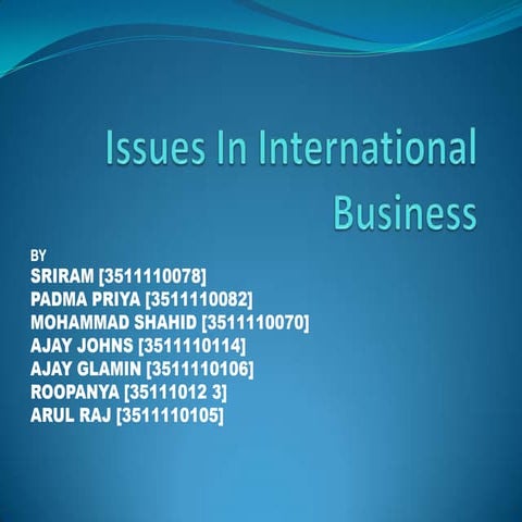 Issues in international business