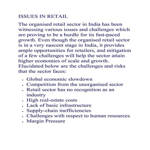 Issues in retail | DOCX