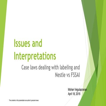 Issues and Interpretations in Indian Case Law Dealing with Labelling 2016