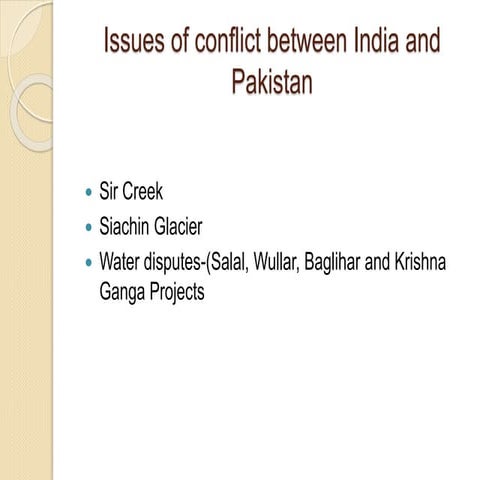 Issues of conflict between india and pakistan