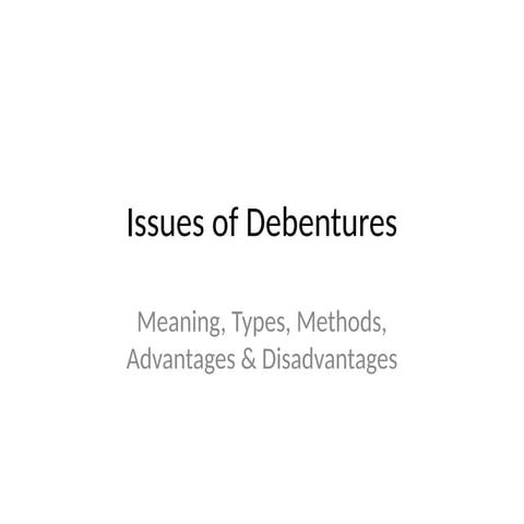 Non Convertible Debentures | PPT