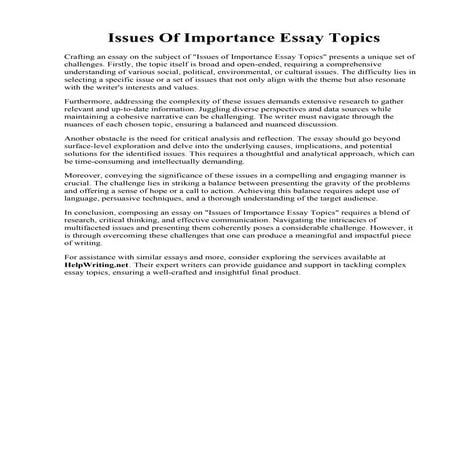 Issues Of Importance Essay Topics.pdf